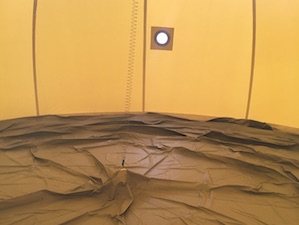 Inside membrane gas holder when outer layer inflated