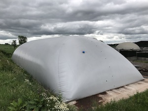 Rectangular grey gas holder installed at Rose Hill Farm in the UK