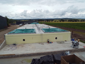 Overlooking new digester covers installed on farm