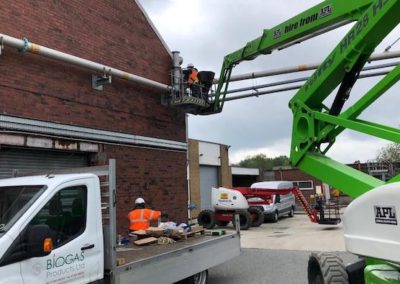 Stainless steel gas pipework being installed by our fitters on site at Oldham WwTW