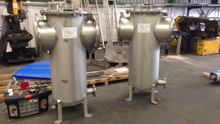 Stainless steel condenstae pots manufactured for Wanlip WwTW